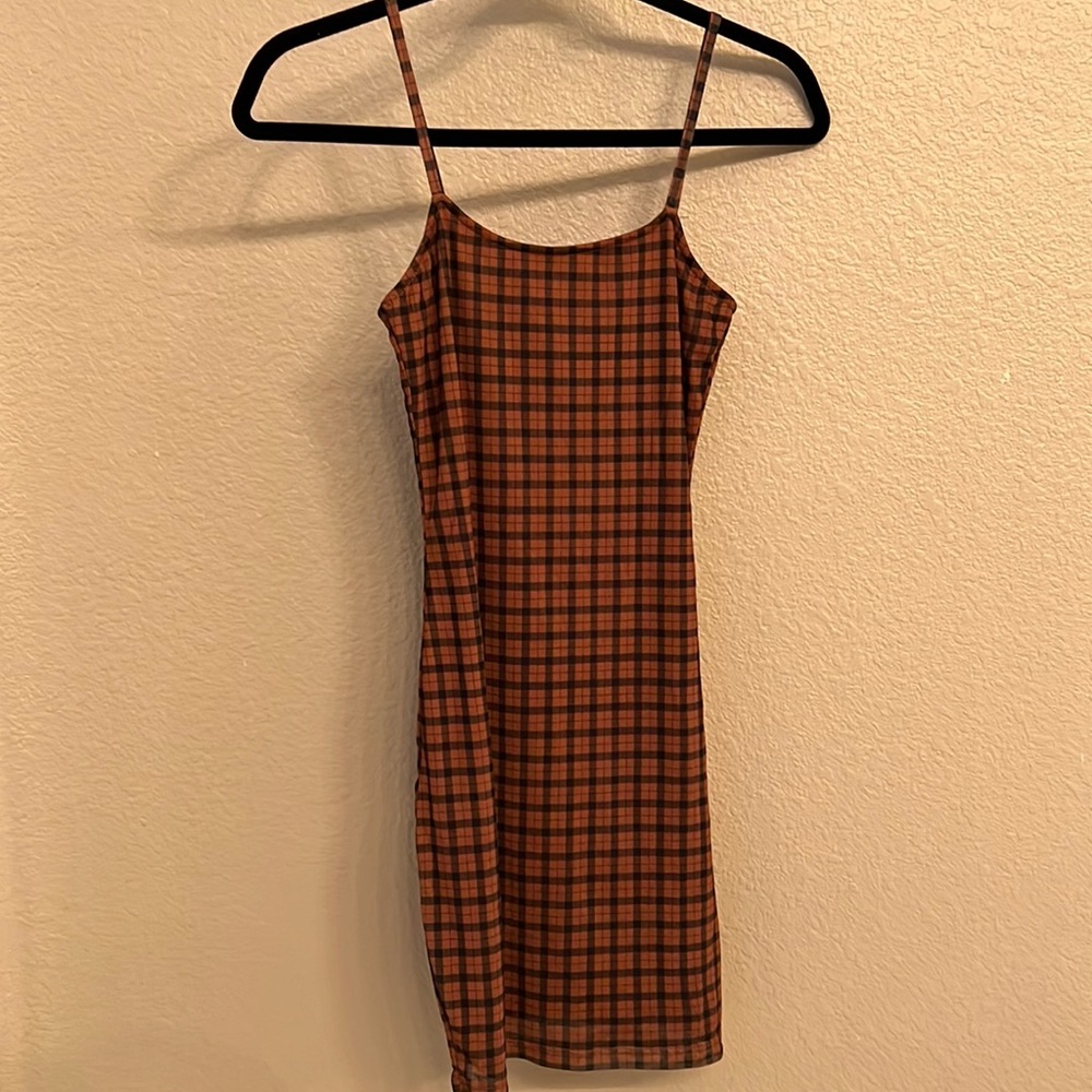 Brown and black mini dress